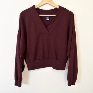 Get after it, cranberry, V-neck boxy fit sweatshirt, size small